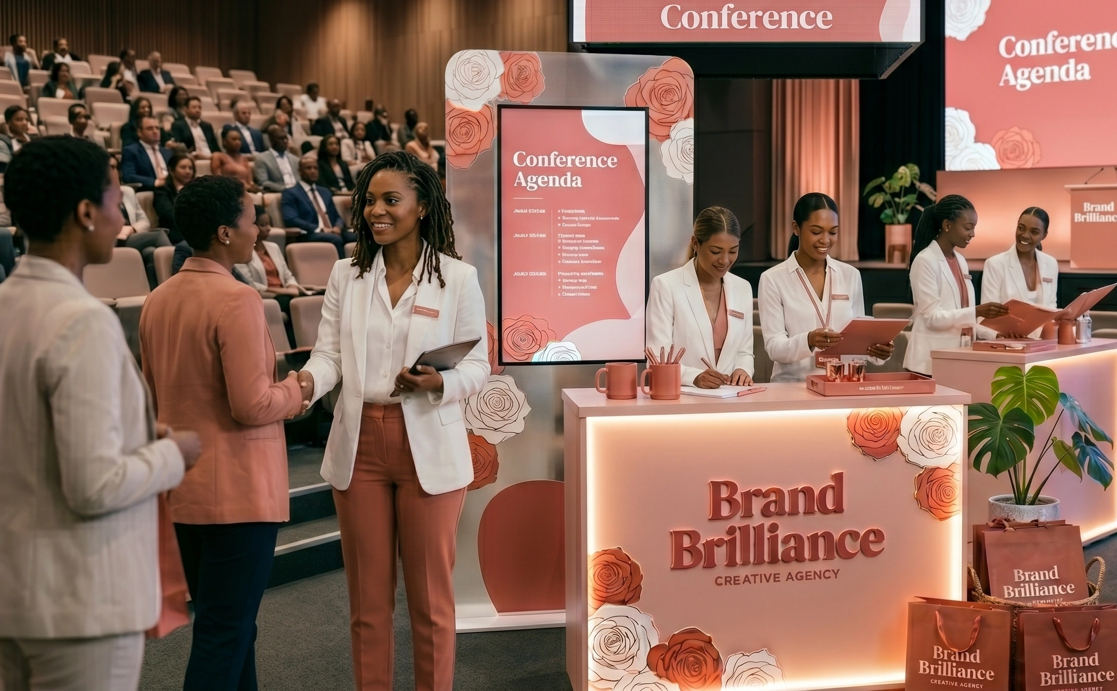 Professional event hostesses managing guests at a corporate event in Sandton, Johannesburg